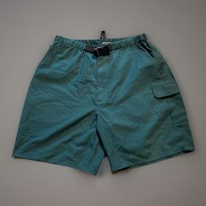 St Johns Bay Mens Medium Green Cargo Shorts Elastic Waist